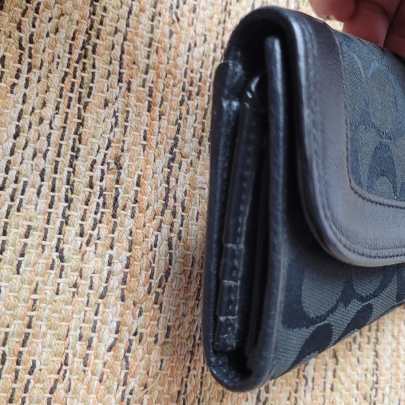 COACH Logo Canvas and Leather Wallet - Picture 2 of 7